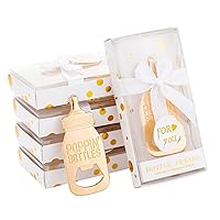 24 Pieces Baby Bottle Openers Baby Shower Favors, Gifts, Decorations, or Souvenir Guest Gift Boxes, Poppin Design for Boys or Girls (24 Pack White)