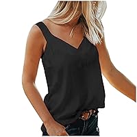 Sleeveless Tops for Women Casual Summer Tank Top V Neck Loose Fit Tanks Ladies Dressy T-Shirt Solid Comfy Tank Tops