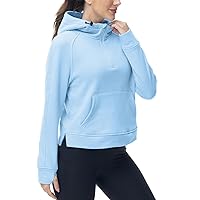 BGOWATU Women's Hoodies 1/2 Zip Pullover Fleece Lined Sweatshirts Collar Crop Sweater with Pockets Thumb Hole