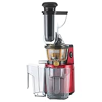 Empava Masticating Slow Juicer 150W Cold Press Juicer Machine Reverse Function High Juice Yield Juicer Extractor with Big Feed Chute Red