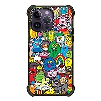 CASETiFY Ultra Impact iPhone 14 Pro Max Case [5X Military Grade Drop Tested / 11.5ft Drop Protection/Compatible with Magsafe] - Fun Friends by Jon Burgerman - Glossy Black