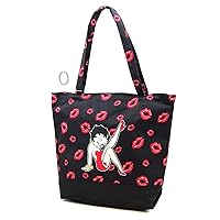 Betty Boop Canvas Shopping Bag with Coin Purse and Key Ring (Black)