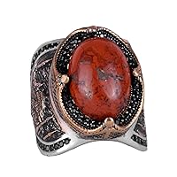 Natural Red Bloodstone Gemstone Ring, Islamıc Silver Ring, 925 Solid Sterling Silver Ring For Men, Unique Ring