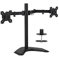 Mount-It! Dual Monitor Stand | 2 Monitor Mount Fits 19 20 21.5 24 27 29 32 Inch Computer Screens | Free Standing and Grommet Bases | Two Heavy Duty Tilt Swivel Height Adjustable Arms | VESA Compatible