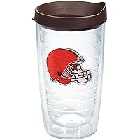 Tervis NFL Cleveland Primary Logo Tumbler with Emblem and Brown Lid, 16 oz, Clear