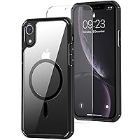 Magnetic Case Designed for iPhone XR Case [Compatible with MagSafe] with Screen Protector Anti Scratch Protective Phone Case (Black)