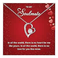 To My Soul Mate Necklace For Women, Soulmate Jewelry For Girl Birthday Surprise, Soulmate Gifts For Her, Romantic Forever Necklace For Her With Lovely Message Card And Luxurious Box