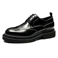 Men's Fashion Genuine Leather Classic Brogues Derby Dress Formal Shoes Thick Sole Oxford Shoes