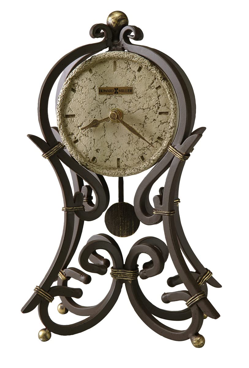 Howard Miller Lost River Accent Mantel Clock 547-729 – Vintage Wrought-Iron with Quartz Movement