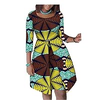 African Dresses for Women with Belt Flower Floral Culture Vintage 100% Cotton Party Clothes