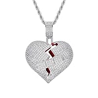Iced Out Exquisite Band-Aid Heartbreak Pendant 18K Gold Plated Chain Bling CZ Simulated Diamond Hip Hop Necklace for Men Women