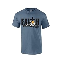 Faith Scenic Mountains Cross Matthew 17:10 Mens Christian Short Sleeve T-Shirt Graphic Tee