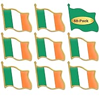 Pack of 20/50/100 Ireland Flag Lapel Pins Bulk - Metal Irish National Lapel Pin