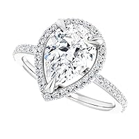 Fashionable Flowerbud Engagement Ring, Pear Cut 2.00CT, Colorless Moissanite Ring, 925 Sterling Silver, Solitaire Promise Ring, Wedding Ring, Perfact for Gift Or As You Want