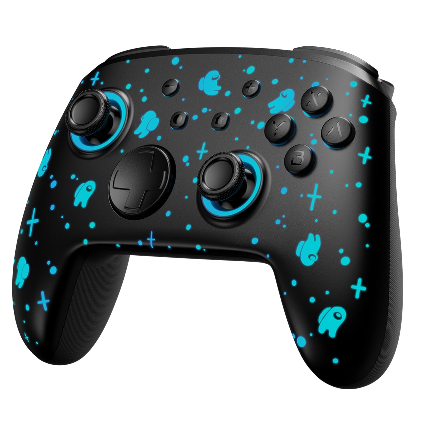 [Luminous Pattern] Switch Pro Controller Wireless Compatible with Nintendo Switch/OLED/Lite, FUNLAB Firefly Bluetooth Remote Gamepad with 7 LED Colors/Paddle/Turbo/Motion Control for Among Us Fans