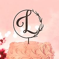 Acrylic Black Letter L Cake Topper Initial Name Laurel Botanical Floral For Birthday Party Decorations Rustic Reusable Rustic Bridal Shower Gifts For Men Women