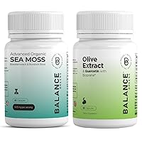 Balance Breens Organic Irish Sea Moss Supplement, 60 Capsules + Olive Leaf Extract 400mg, 60 Capsules