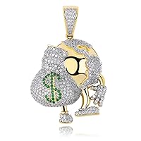 18k Gold Plated Lab Diamond Necklace Iced Out Little Man Money Bag Pendent Hip Hop Chain for Men Women