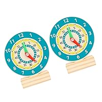 ERINGOGO 2pcs Clock Teaching Aids Educational Toy Cognition Clock Toy Wooden Clock Plaything Educational Clock Model Wood Small Clock Number Clock Toy Clock