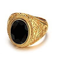 10K 14K 18K Solid Gold 2ct Mens Black Onyx Ring Oval Cut Black Onyx Engagement Rings for Men Best Gift for Husband Boyfriend Dad Size #4-15