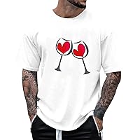 Men's Fashion Round Neck Loose Retro Short Sleeve T-Shirt Valentine's Day Spring and Summer Short Tops, M-3XL