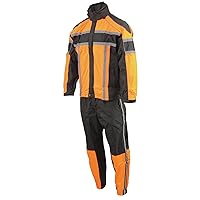 NexGen Mens Orange/Blk/Grey Motorcycle Rain Suit Water Resistant SH233102