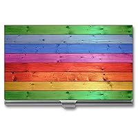 Wooden Rainbow Gay Pride LGBT Business Name Card Holder Pocket Slim Wallet Credit Card ID Case for Men Women