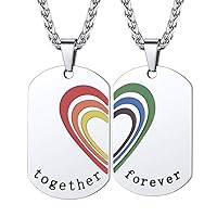 PROSTEEL Stainless Steel/925 Sterling Silver Necklace, LGBT Gay Pride Jewelry Rainbow Pendant Necklace Gift For Men/Women