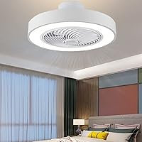 Ceiling Fans with Lights and Remote, 20in Bladeless Outdoor Ceiling Fans 360°Angle Airflow, 3 Gear Wind Stepless Dimming Flush Mount Lighting & Ceiling Fans