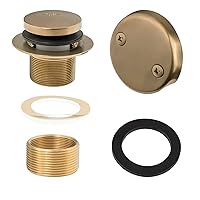 Tip-Toe Tub Trim Set with Two-Hole Overflow Faceplate and No Plumber’s Gasket, Replacement Bath Drain Trim Kit with Universal Fine/Coarse Thread, No Putty Installation by Artiwell (Champagne Bronze)