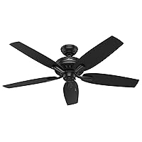 Hunter Fan Company, 53324, 52 inch Newsome Matte Black Indoor / Outdoor Ceiling Fan and Pull Chain