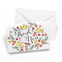 50-Count Retro Floral Thank You Note Cards, 4.8 x 3.3-Inches