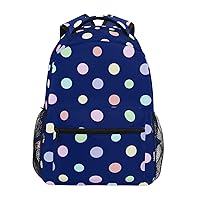 ALAZA Rainbow Colorful Polka Dot Blue Backpack for Women Men,Travel Trip Casual Daypack College Bookbag Laptop Bag Work Business Shoulder Bag Fit for 14 Inch Laptop
