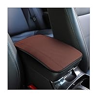 8sanlione Car Armrest Storage Box Mat, Fiber Leather Car Center Console Cover, Car Armrest Seat Box Cover Accessories Interior Protection for Most Vehicle, SUV, Truck, Car (Brown)