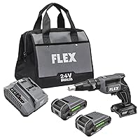 FLEX 24V Brushless Cordless Drywall Screw Gun Kit with (2) 2.5Ah Lithium Batteries and 160W Fast Chargers - FX1611-2AA