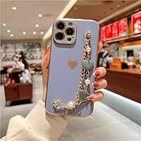 Gold Plating Fashion Pearl Bracelet Phone Case for iPhone 13 11 Pro Max XR XS 7 8 Plus SE2 12Mini Soft Silicone Love Heart Cover,Gary,for 12 PRO MAX