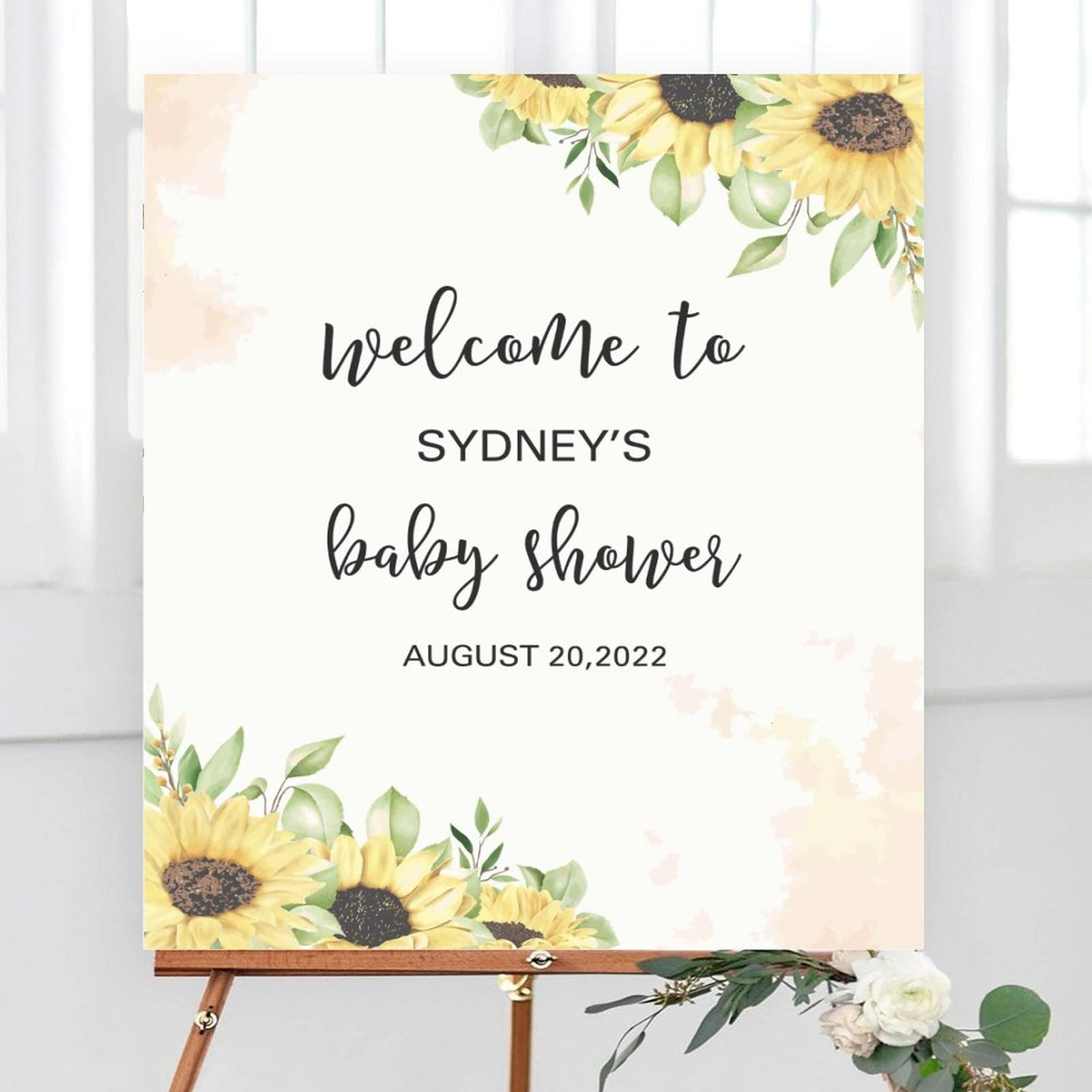 Personalized Baby Shower Sign - Baby Shower Welcome Sign - Custom Baby Shower Party Decoration - Baby Shower Signs - Floral Baby Shower Sign - Girl Baby Shower Poster Pink Watercolor