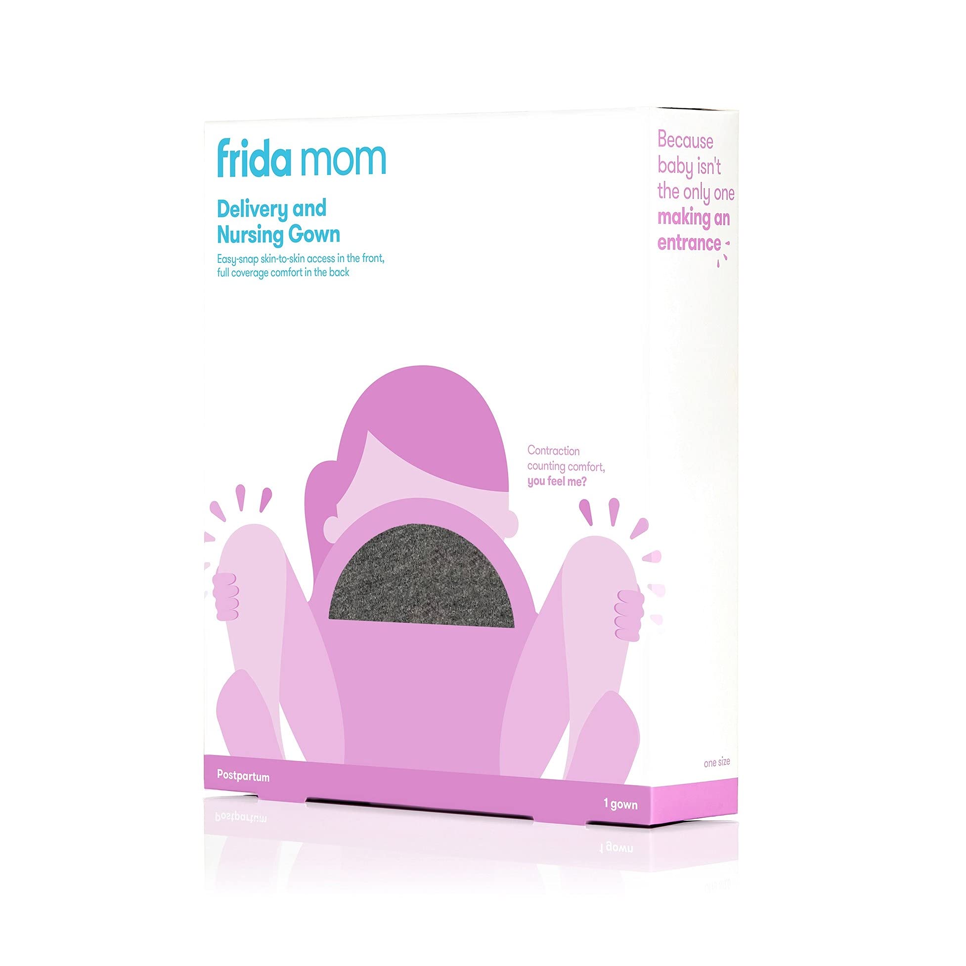 Frida Mom Delivery and Nursing Gown | Easy-Snap, Tagless, Skin-to-Skin Access and Full Coverage in The Back