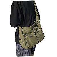 Canvas Messenger Bag Canvas Messenger Bag Vintage Crossbody Bag with Multiple Pockets Large Casual Bags Shoulder Leisure Bag for Women, Men Dark Green