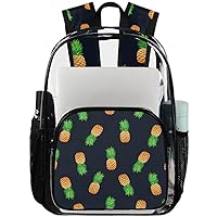 Summer Fruits Pineapple（3） Clear Backpack Heavy Duty Transparent Bookbag for Women Men See Through PVC Backpack for Security, Work, Sports, Stadium
