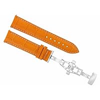 Ewatchparts 19MM LEATHER BAND STRAP COMPATIBLE WITH BAUME MERCIER CLASSIMA DEPLOYMENT CLASP ORANGE WS