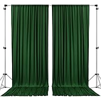 AK TRADING CO. 10 feet x 8 feet IFR Polyester Backdrop Drapes Curtains Panels with Rod Pockets - Wedding Ceremony Party Home Window Decorations - Hunter Green