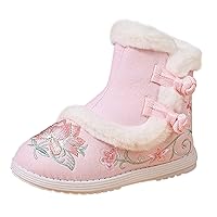 Gilrs Cloth Shoes Rubber Warm Winter Snow Boots Embroidery Print Cotton Boots Toddler Short Boots Girl up Boots