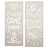 Mistletoe Kisses Stencil by StudioR12-4ft - USA Made - Craft Winter Tall Porch Sign | DIY Christmas Home Patio Decor | Paint Vertical Wood Leaners (4ft)