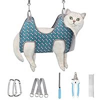 Supet Dog Grooming Hammock Harness for Cats Dogs, Relaxation Pet Grooming Hammock Restraint Dog & Small Animal Leashes Sling fo (Coral Blue, XS（ Legs Spacing：6-9.5
