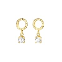 Carissima Gold Women's 9ct Yellow Gold 12.25mm x 6.5mm Diamond Cut Circle with CZ Drop Stud Earrings