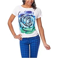 AEROPOSTALE Womens Sequin Rose Graphic T-Shirt, White, Medium