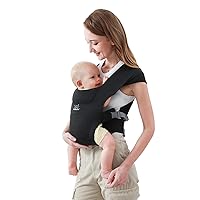 Newborn Carrier, MOMTORY Cozy Baby Wrap Carrier(7-25lbs), Baby Carrier, with Hook&Loop for Easily Adjustable, Soft Fabric, Black