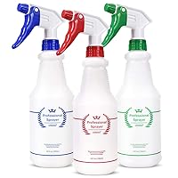 Plastic Spray Bottle (3 Pack, 24 Oz, 3 Colors) Heavy Duty All-Purpose Empty Spraying Bottles Leak Proof Commercial Mist Water Bottle for Cleaning Solutions Plants Pet with Adjustable Nozzle