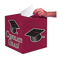Creative Converting Congrats Grad Card Holder Box, Burgundy -